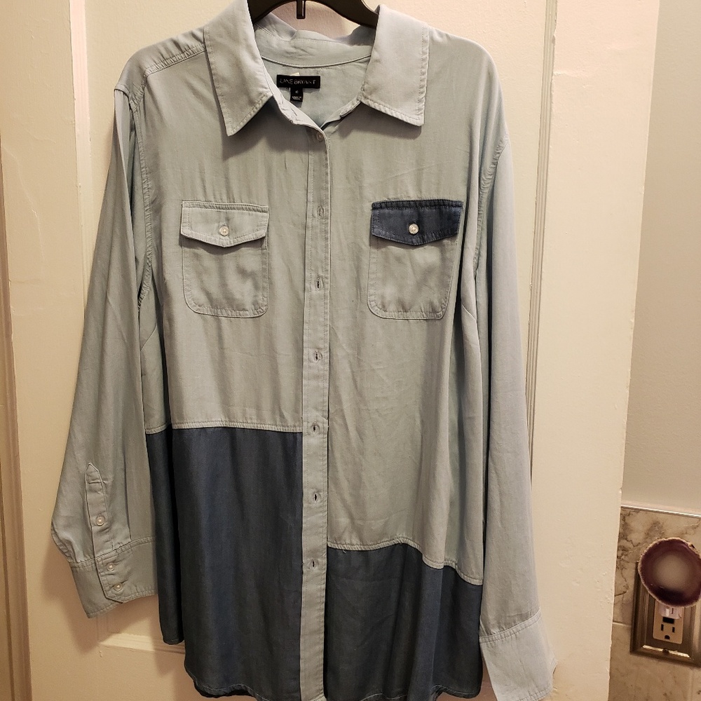 Soft two tone denim blouse